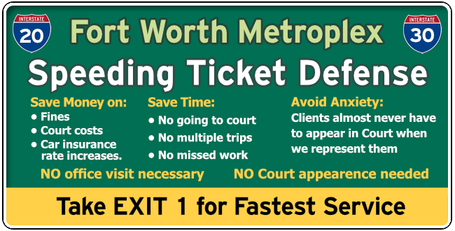 Dallas Metroplex Texas Traffic & Speeding Ticket Lawyer or Attorney | EXIT NOW Graphic 1